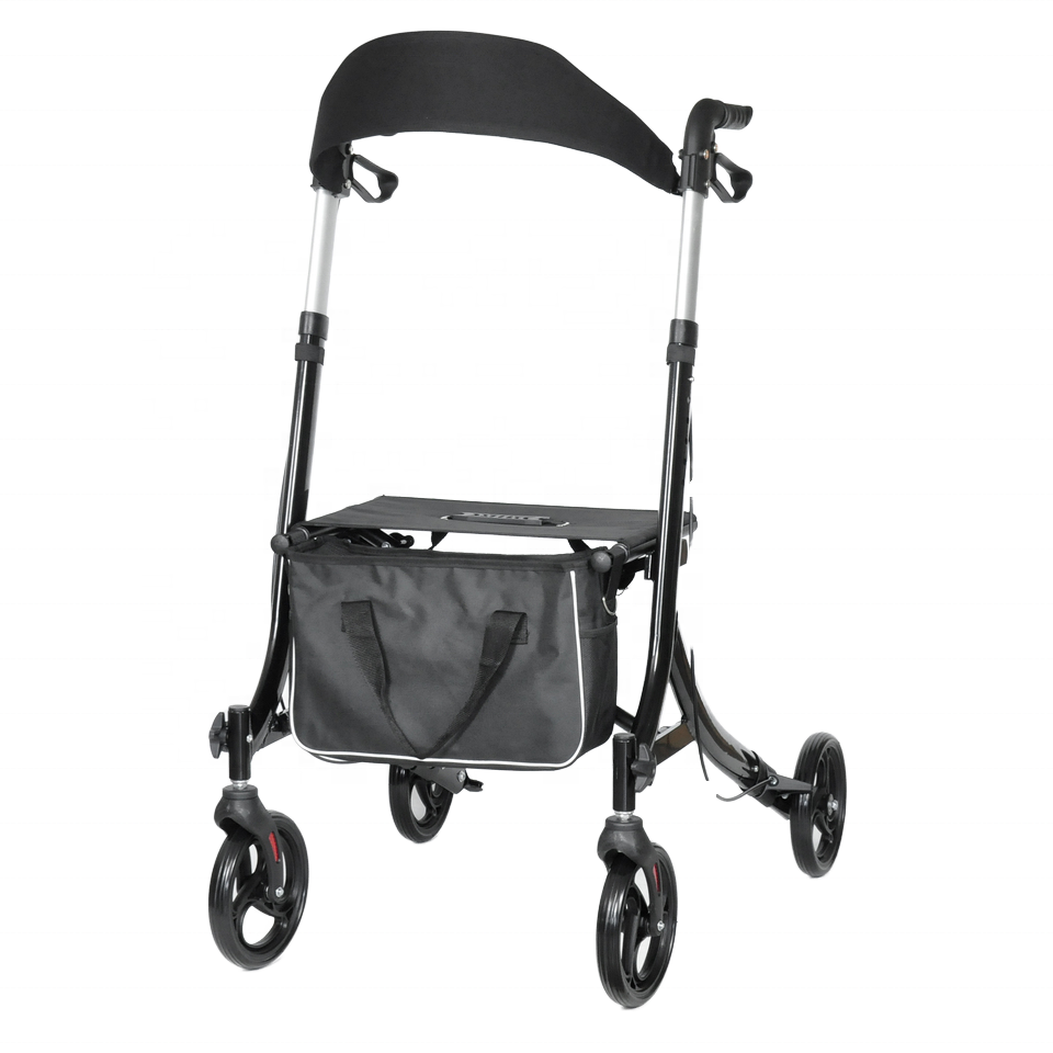 Lightweight Folding Aluminum 4-Wheel Rollator Walker with Seat and Storage Bag for Adults