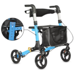 Lightweight Foldable Rollator Walker with Seat, 4-Wheel Mobility Aid for Seniors