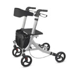 Lightweight Folding Aluminum 4-Wheel Rollator Walker with Seat and Storage Bag for Adults