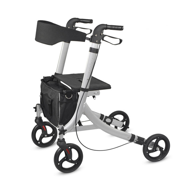 Lightweight Folding Aluminum 4-Wheel Rollator Walker with Seat and Storage Bag for Adults