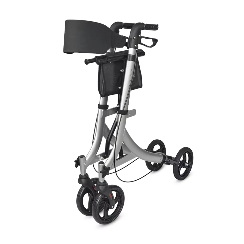 Lightweight Folding Aluminum 4-Wheel Rollator Walker with Seat and Storage Bag for Adults
