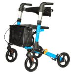 Lightweight Foldable Rollator Walker with Seat, 4-Wheel Mobility Aid for Seniors