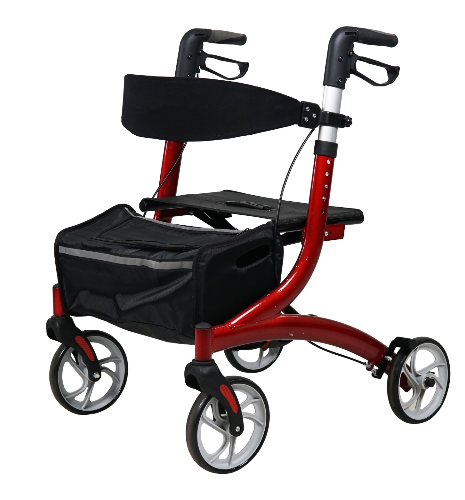 Lightweight Folding Aluminum Rollator Walker with Seat, Wheels & Hand Brakes