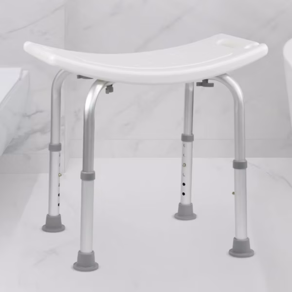 Height Adjustable Aluminum Shower Chair for Elderly with Non-Slip Feet