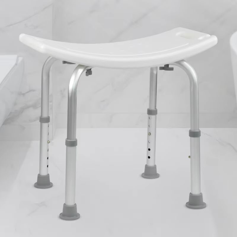 Height Adjustable Aluminum Shower Chair for Elderly with Non-Slip Feet