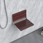 Wall-Mounted Foldable Shower Chair, 304 Stainless Steel & Solid Wood, Heavy Duty Flip-Up Bathroom Seat