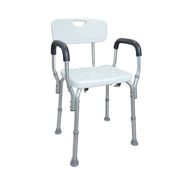 Aluminum Alloy Non-Slip Shower Chair, Lightweight Height Adjustable Bath Seat with Anti-Slip Feet for Elderly & Disabled Bathroom Safety