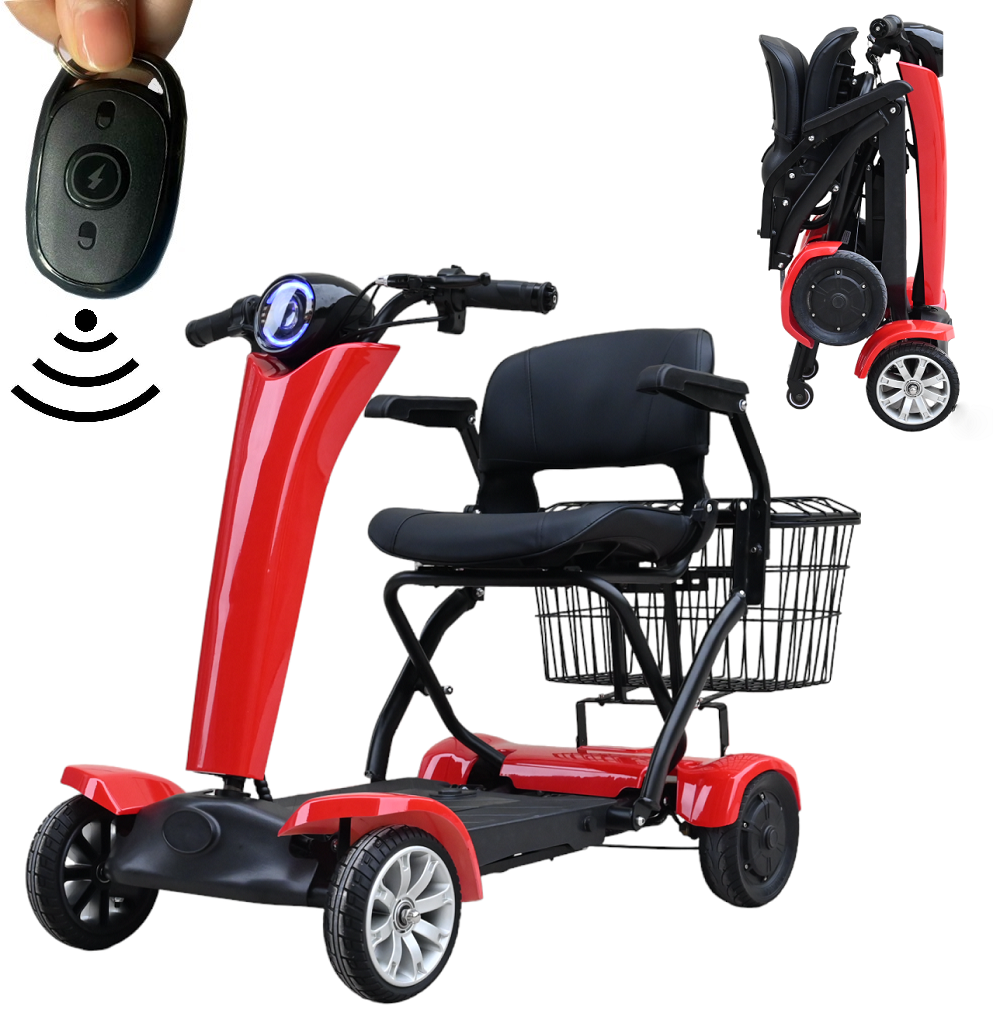 4-Wheel Automatic Folding Dual Motor Electric Mobility Scooter for Adults – All Terrain Heavy Duty Portable Travel Scooter