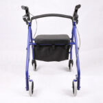 Heavy-Duty Carbon Steel Rollator Walker with 360° Swivel Wheels & Adjustable Armrests