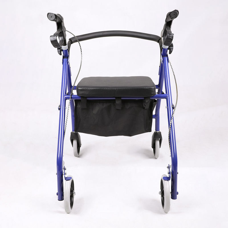 Heavy-Duty Carbon Steel Rollator Walker with 360° Swivel Wheels & Adjustable Armrests