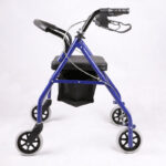 Heavy-Duty Carbon Steel Rollator Walker with 360° Swivel Wheels & Adjustable Armrests