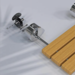 Foldable Wall Mounted Shower Chair, 304 Stainless Steel & Solid Wood Seat