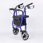 Heavy-Duty Carbon Steel Rollator Walker with 360° Swivel Wheels & Adjustable Armrests