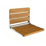 Wall-Mounted Foldable Shower Chair, 304 Stainless Steel & Solid Wood, Heavy Duty Flip-Up Bathroom Seat