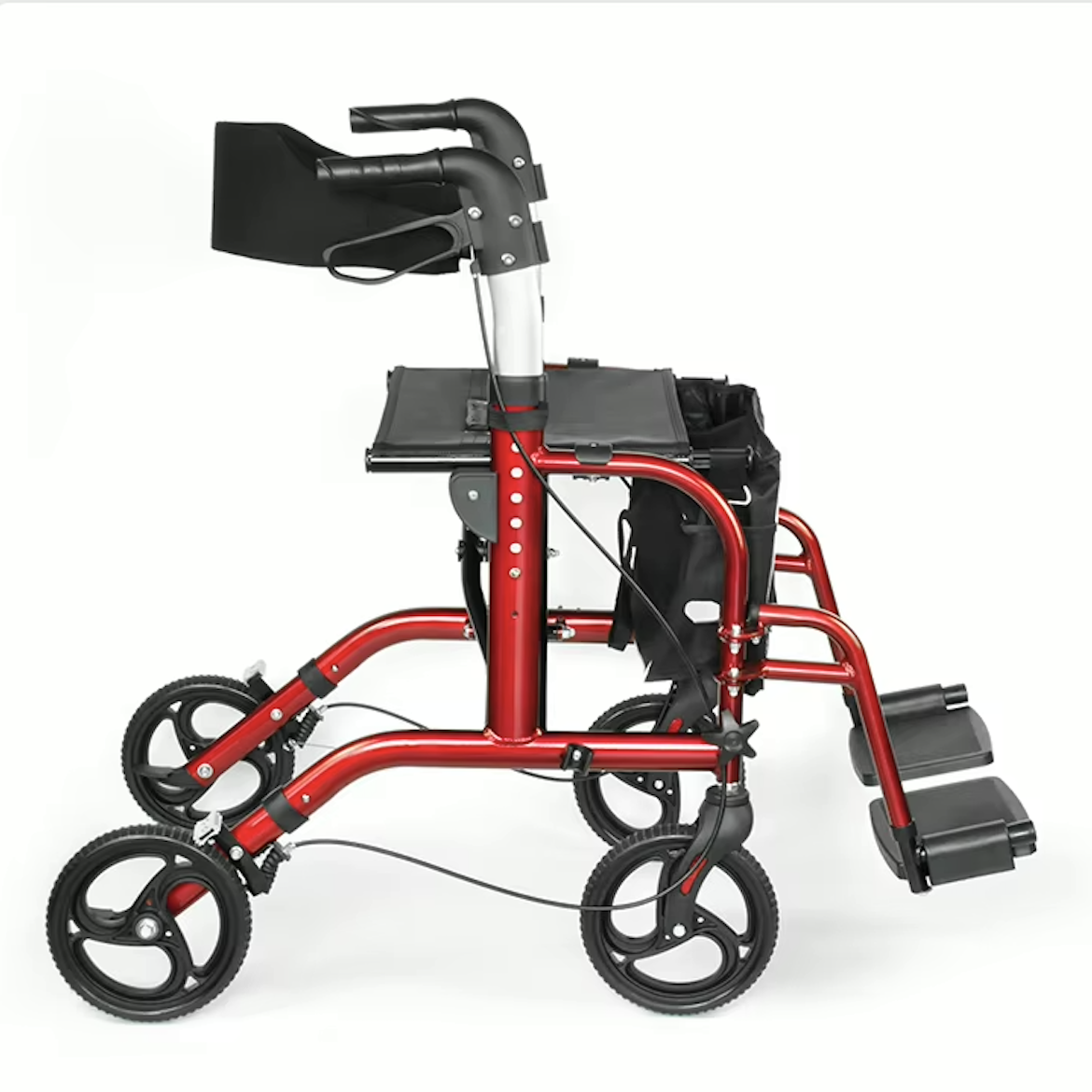 3-in-1 Foldable Rollator Walker with Seat & Transport Chair