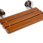 Foldable Wall Mounted Shower Chair, 304 Stainless Steel & Solid Wood Seat
