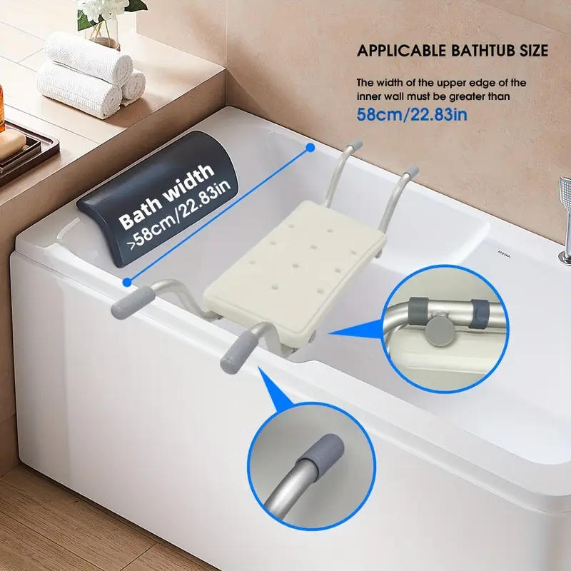 Adjustable Aluminum Bathtub Safety Seat with Non-Slip Surface & Handles