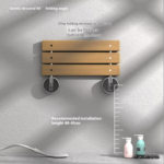 Foldable Wall Mounted Shower Chair, 304 Stainless Steel & Solid Wood Seat