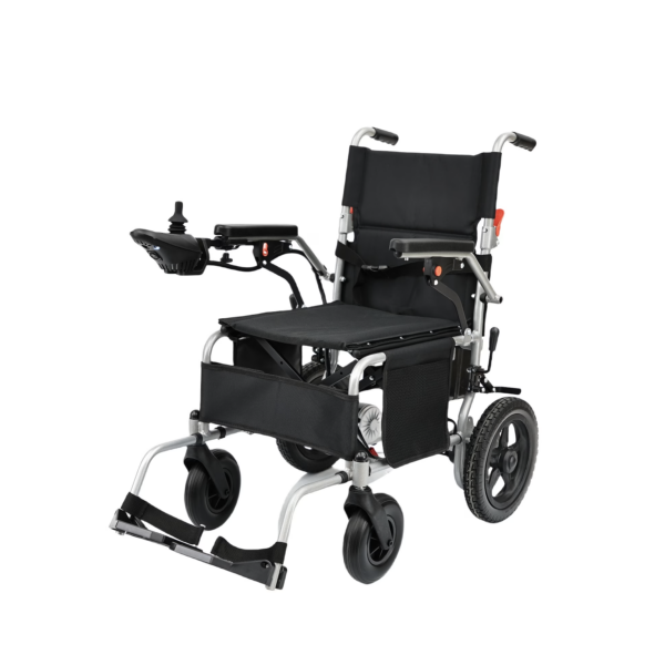 Lightweight Electric Wheelchair for Elderly & Disabled – Compact Steel Frame, Flip-Up Armrests, Custom Color Seat, Smooth Indoor/Outdoor Mobility Chair