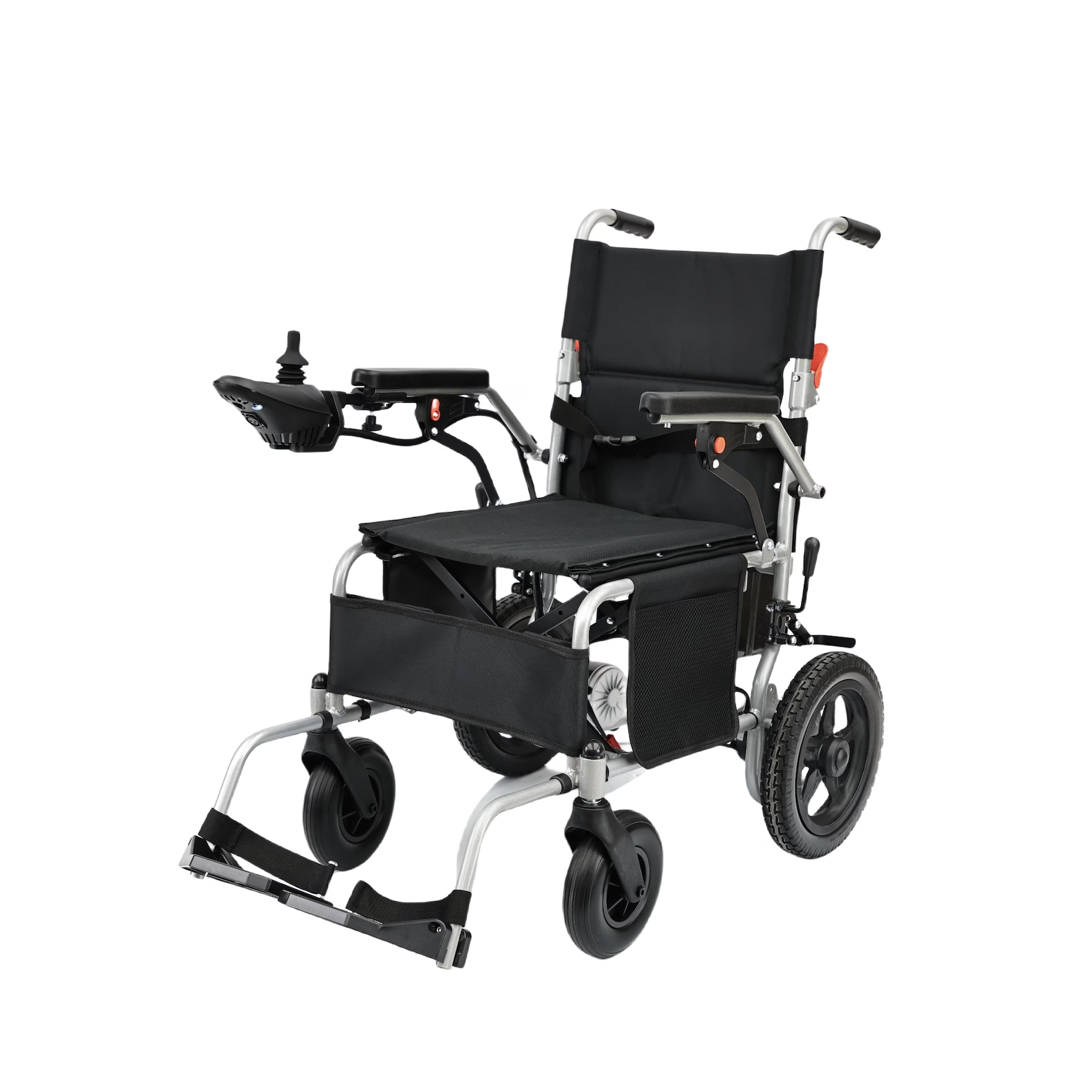 Lightweight Electric Wheelchair for Elderly & Disabled – Compact Steel Frame, Flip-Up Armrests, Custom Color Seat, Smooth Indoor/Outdoor Mobility Chair