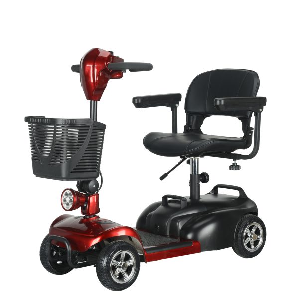Foldable 4-Wheel Mobility Scooter for Seniors & Disabled – Portable Electric Scooter with Swivel Seat, LED Light & Detachable Battery