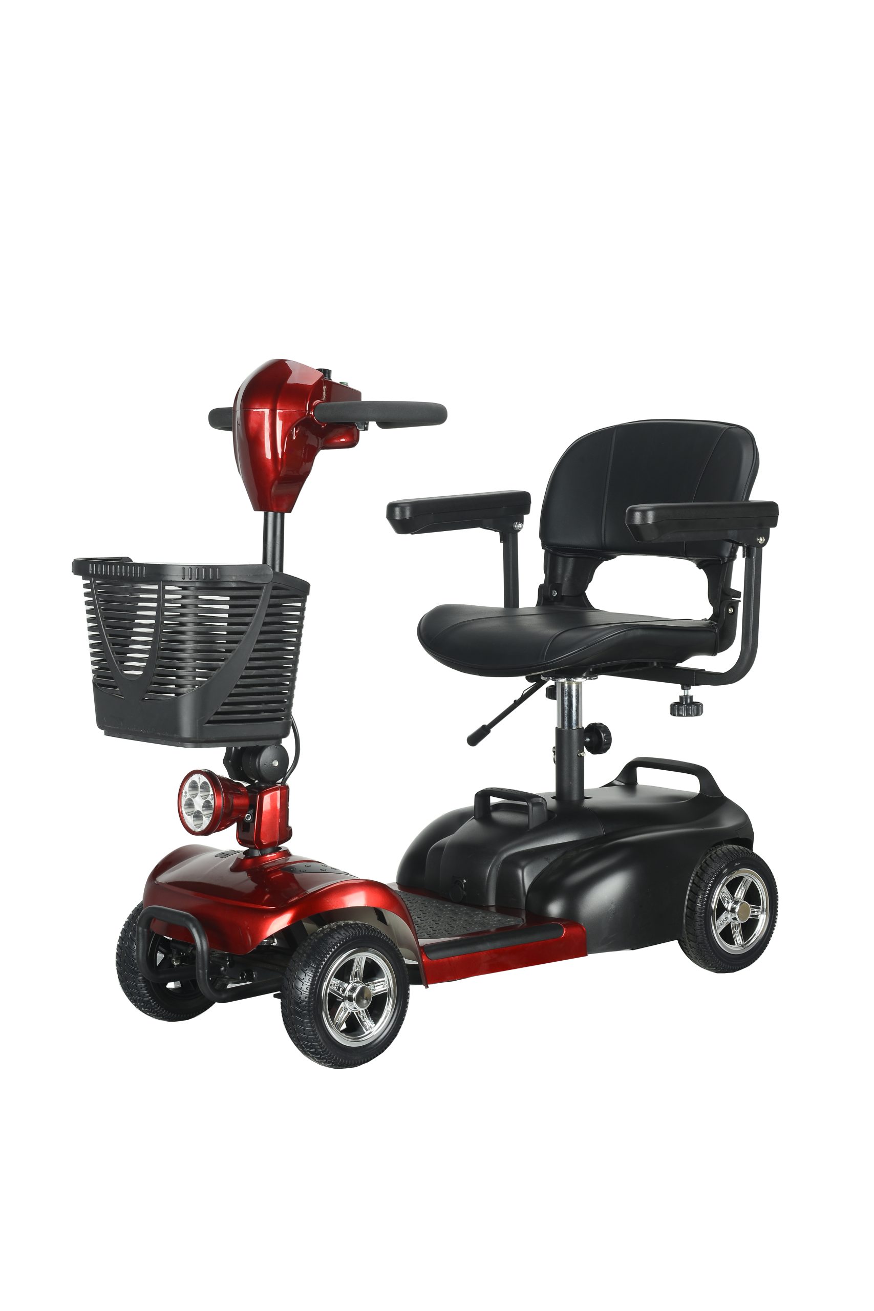 Foldable 4-Wheel Mobility Scooter for Seniors & Disabled – Portable Electric Scooter with Swivel Seat, LED Light & Detachable Battery