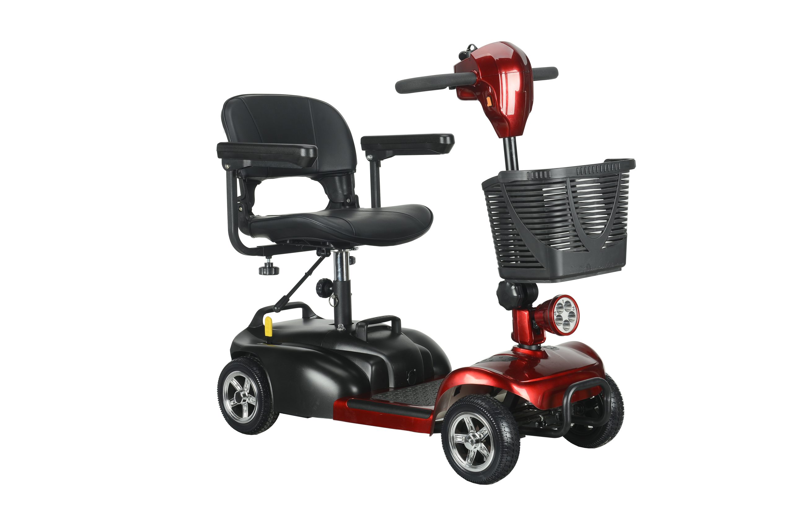 Foldable 4-Wheel Mobility Scooter for Seniors & Disabled – Portable Electric Scooter with Swivel Seat, LED Light & Detachable Battery