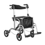 3-in-1 Foldable Rollator Walker with Seat & Transport Chair