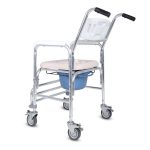 5-in-1 Commode Chair for Elderly & Disabled, Mobile Toilet & Shower Chair with Swivel Casters, 152kg Capacity, Waterproof Non-Slip Seat, Toilet Raiser & Bath Chair for Nursing Care