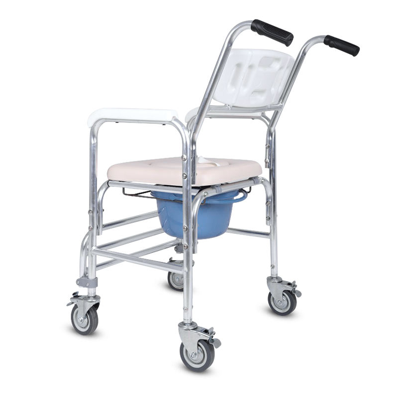 5-in-1 Commode Chair for Elderly & Disabled, Mobile Toilet & Shower Chair with Swivel Casters, 152kg Capacity, Waterproof Non-Slip Seat, Toilet Raiser & Bath Chair for Nursing Care