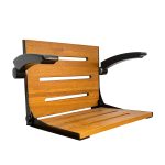 Wall-Mounted Folding Shower Chair with Adjustable Armrests for Elderly & Rehab