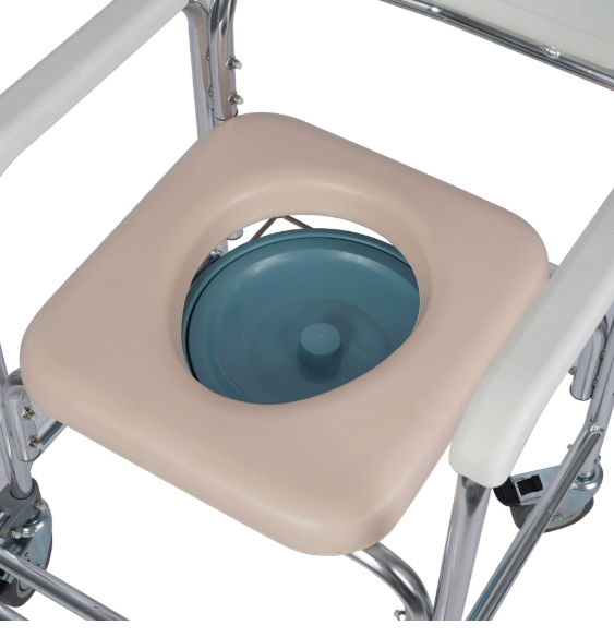 5-in-1 Commode Chair for Elderly & Disabled, Mobile Toilet & Shower Chair with Swivel Casters, 152kg Capacity, Waterproof Non-Slip Seat, Toilet Raiser & Bath Chair for Nursing Care