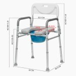 5 Levels Adjustable Commode Chair with Soft Grip Armrests & Padded Seat, 350 lbs Capacity, Safety Backrest, Heavy-Duty Bedside Toilet Chair for Elderly & Bariatric Use