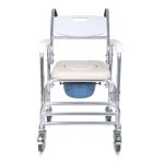 5-in-1 Commode Chair for Elderly & Disabled, Mobile Toilet & Shower Chair with Swivel Casters, 152kg Capacity, Waterproof Non-Slip Seat, Toilet Raiser & Bath Chair for Nursing Care