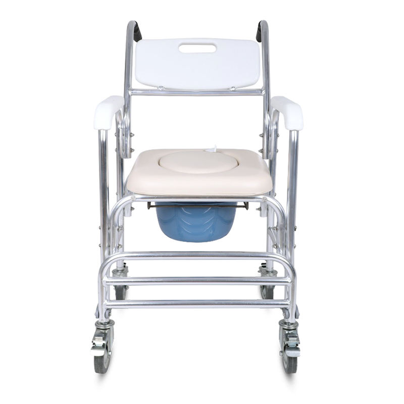5-in-1 Commode Chair for Elderly & Disabled, Mobile Toilet & Shower Chair with Swivel Casters, 152kg Capacity, Waterproof Non-Slip Seat, Toilet Raiser & Bath Chair for Nursing Care