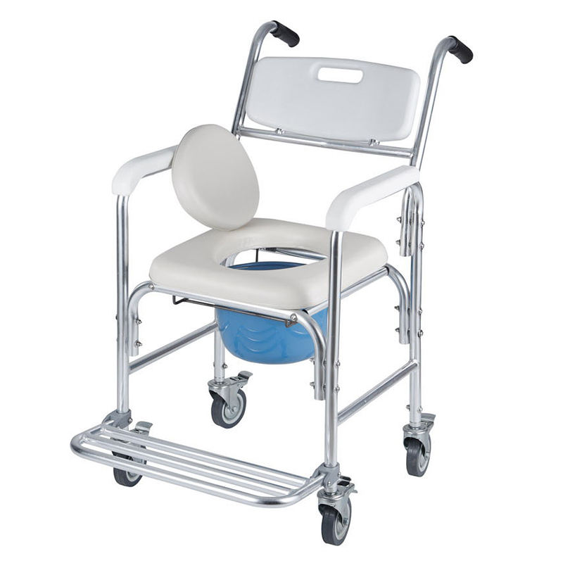 5-in-1 Commode Chair for Elderly & Disabled, Mobile Toilet & Shower Chair with Swivel Casters, 152kg Capacity, Waterproof Non-Slip Seat, Toilet Raiser & Bath Chair for Nursing Care