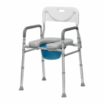 5 Levels Adjustable Commode Chair with Soft Grip Armrests & Padded Seat, 350 lbs Capacity, Safety Backrest, Heavy-Duty Bedside Toilet Chair for Elderly & Bariatric Use