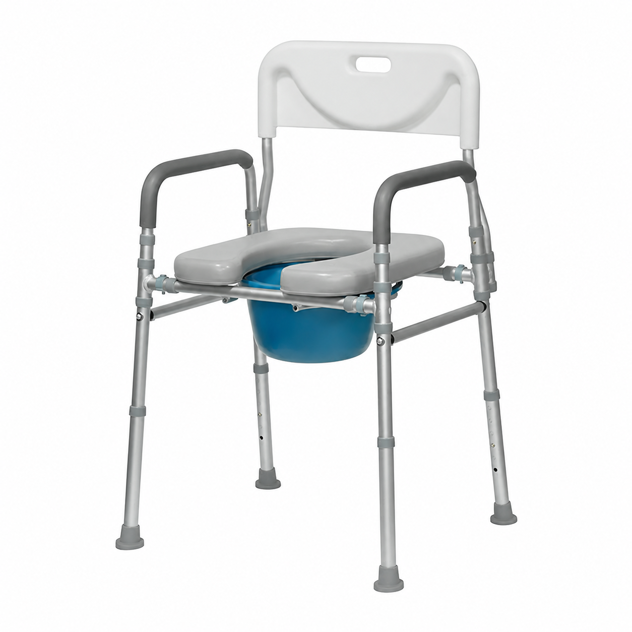 5 Levels Adjustable Commode Chair with Soft Grip Armrests & Padded Seat, 350 lbs Capacity, Safety Backrest, Heavy-Duty Bedside Toilet Chair for Elderly & Bariatric Use