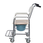 5-in-1 Commode Chair for Elderly & Disabled, Mobile Toilet & Shower Chair with Swivel Casters, 152kg Capacity, Waterproof Non-Slip Seat, Toilet Raiser & Bath Chair for Nursing Care
