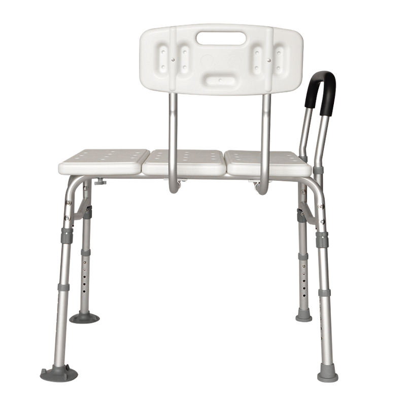 Height Adjustable Shower Chair with Three Seat Plates, Soft Armrest & Comfortable Backrest