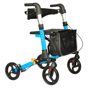 4-wheel rollator for seniors with seat, hand brakes, and storage bag