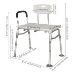 Height Adjustable Shower Chair with Three Seat Plates, Soft Armrest & Comfortable Backrest