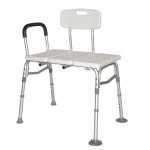 Height Adjustable Shower Chair with Three Seat Plates, Soft Armrest & Comfortable Backrest