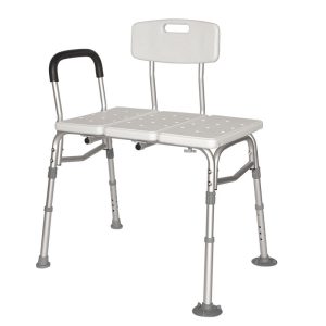 Height adjustable non-slip shower chair with three seat plates, soft armrest and comfortable backrest