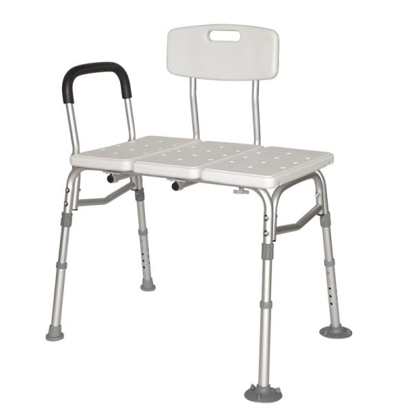Height Adjustable Shower Chair with Three Seat Plates, Soft Armrest & Comfortable Backrest