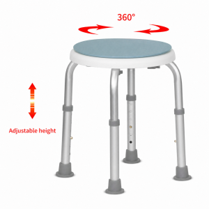 360 degrees swivel bath shower chair with 8-level height adjustable seat and nonslip frosted surface
