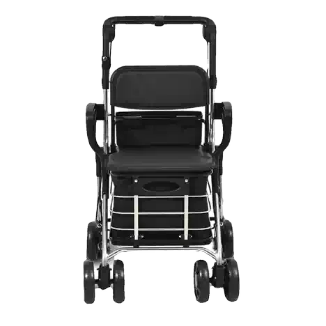 Senior Multifunctional Shopping Cart & Rollator | 6-Wheel Foldable Trolley with Seat for Elderly