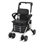 Senior Multifunctional Shopping Cart & Rollator | 6-Wheel Foldable Trolley with Seat for Elderly