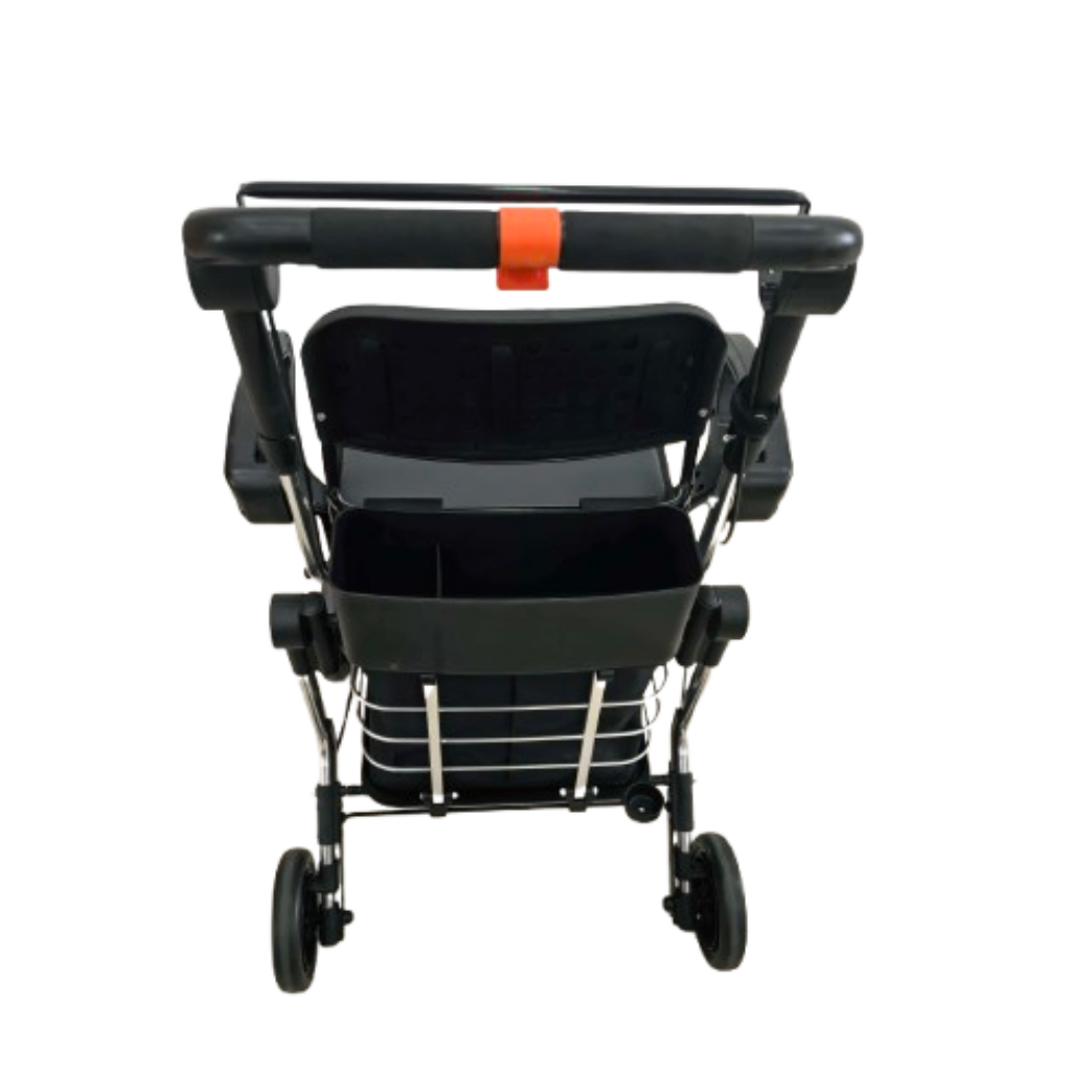 Senior Multifunctional Shopping Cart & Rollator | 6-Wheel Foldable Trolley with Seat for Elderly