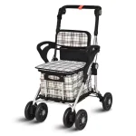 Senior Multifunctional Shopping Cart & Rollator | 6-Wheel Foldable Trolley with Seat for Elderly